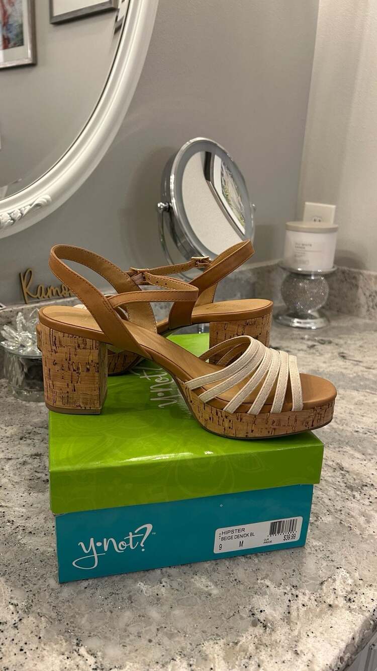 Y-Not? Hipster Beige and Dark Brown Cork Platform Sandals